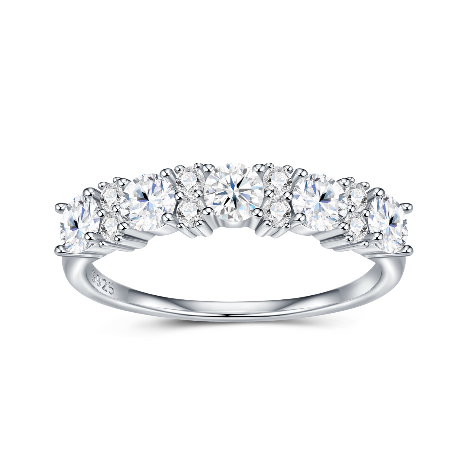 A Luxurious And Fashionable Minimalist Jewelry Ring Featuring Top-quality Moissanite, Made Of S925 Silver Electroplated With Platinum.