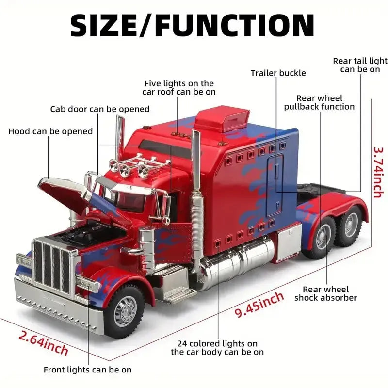 Rear Pull Truck -1-24 Ratio Collectible Alloy Model Car Toy With Realistic Design, Detailed Wheels And Chrome Elements, Perfect Gift For Young People, Birthday Present