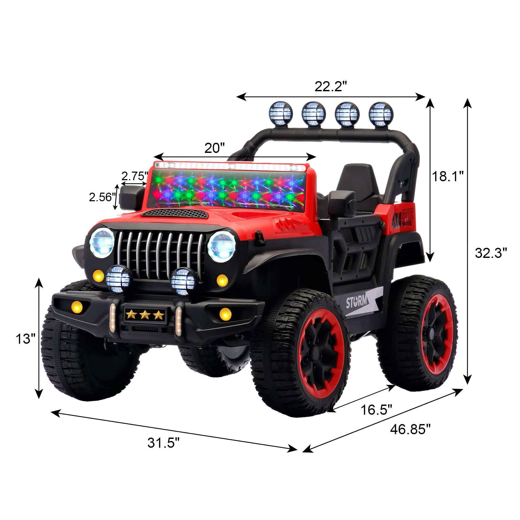 24V Children's Riding Toy, 2-seater Children's Electric Car With Remote Control, 4WD Motor