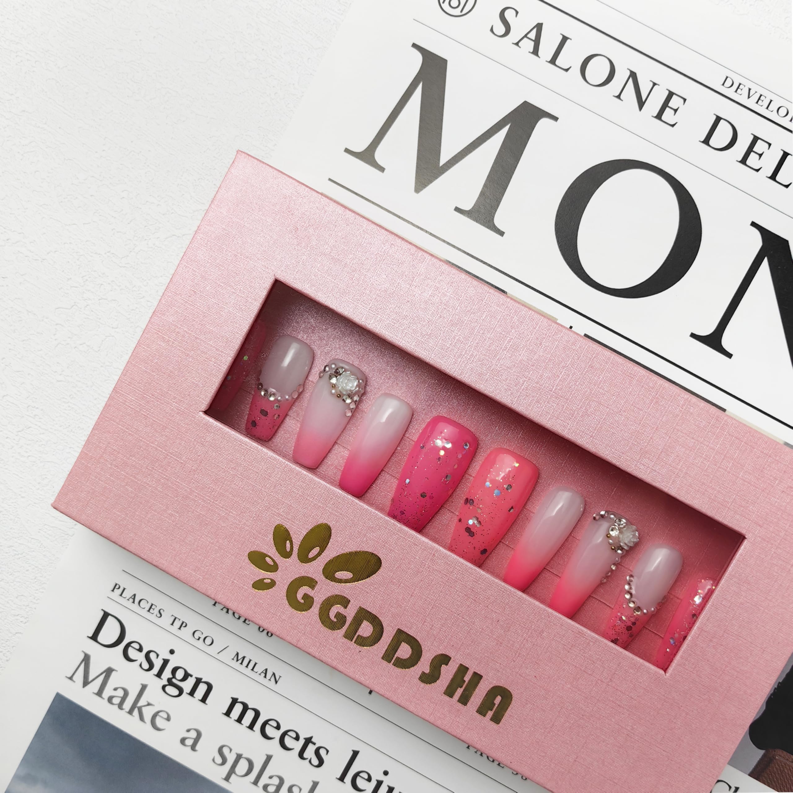 GGddsha Nails Handmade Pmma Acrylic Nails Press On NailsShort