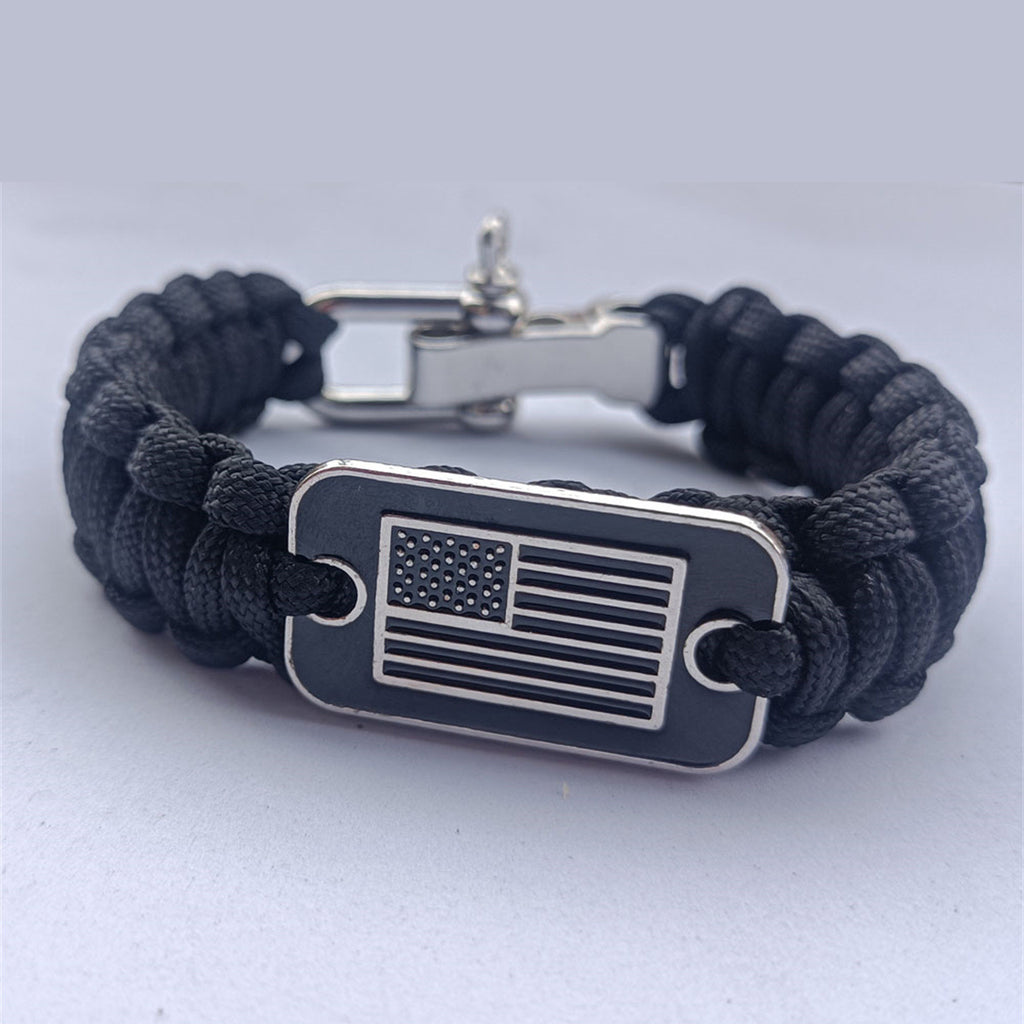 Braided Paracord Bracelet With Survival Zinc Alloy Adjusting Buckle