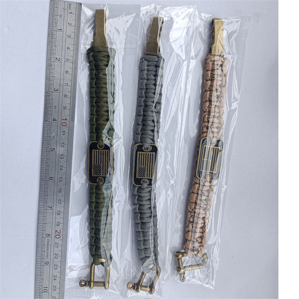 Braided Paracord Bracelet With Survival Zinc Alloy Adjusting Buckle