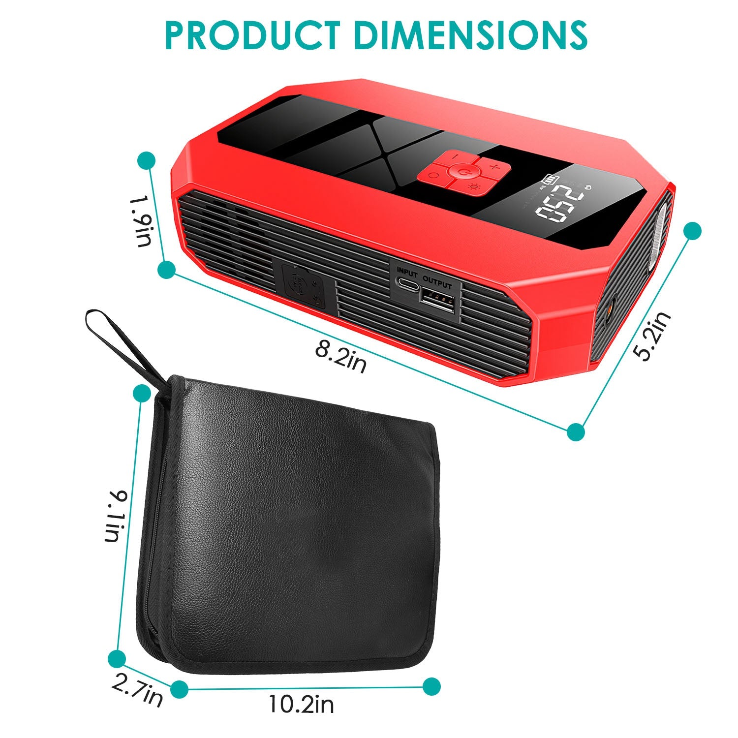 1Pc Portable Car Jump Starter Air Compressor