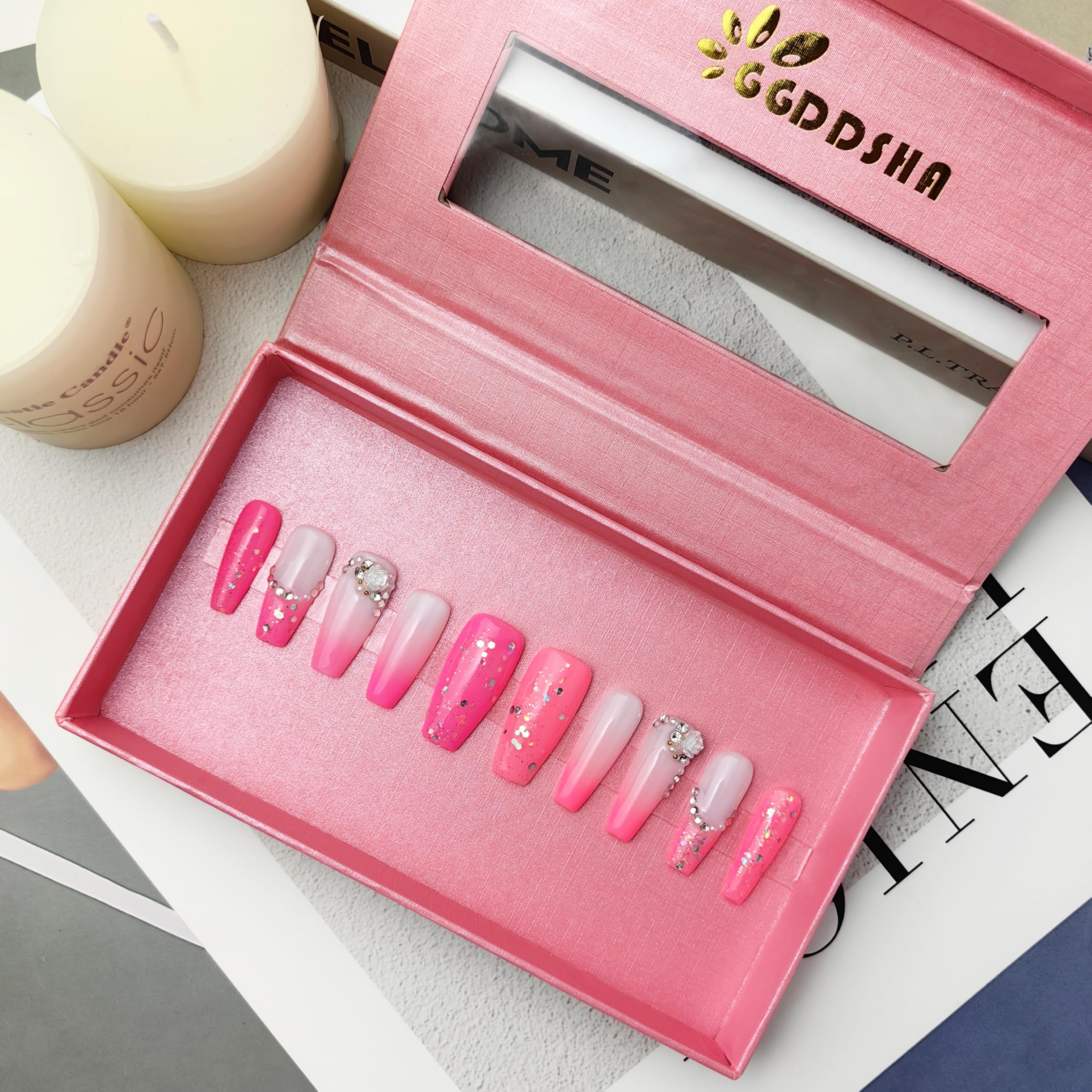 GGddsha Nails Handmade Pmma Acrylic Nails Press On NailsShort