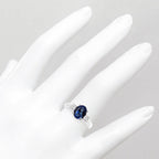 Oval Blue Sapphire & Diamond 3-Stone Engagement Ring in 14kt Gold